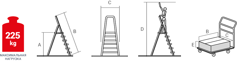 Схема: Стремянка алюминиевая NV3115