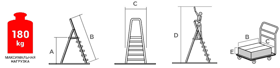 Схема: Профессиональная алюминиевая стремянка NV3112