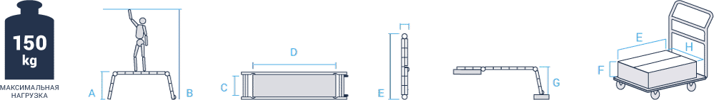 Схема: Подмости алюминиевые компактные, ширина 460 мм NV 2347