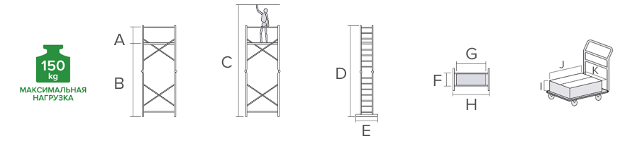 Схема: Вышка-тура многофункциональная шарнирная с&nbsp;рабочей высотой до&nbsp;5,4&nbsp;м&nbsp;NV&nbsp;2440