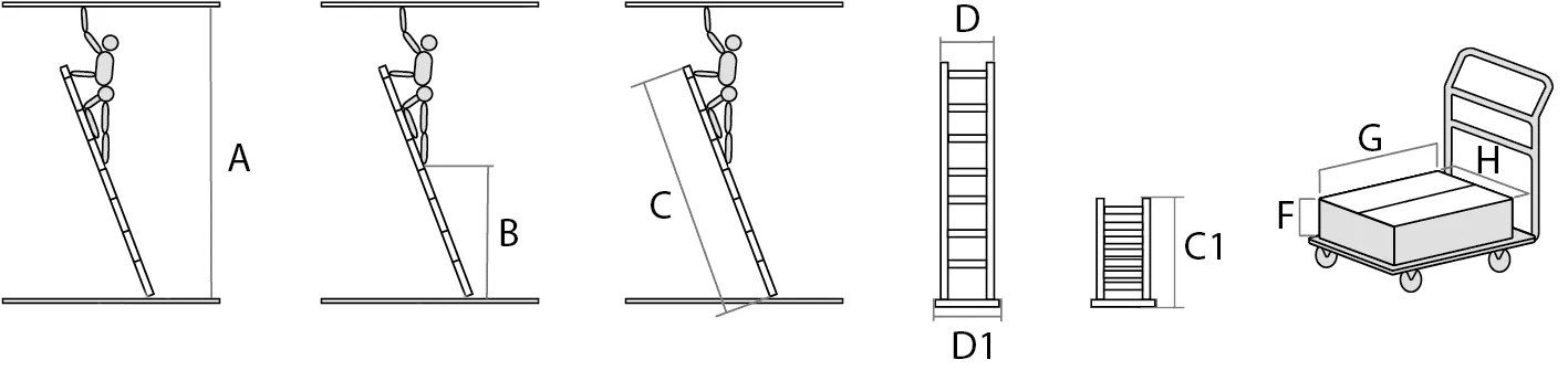 Схема: Лестница телескопическая односекционная алюминиевая Новая Высота 221111