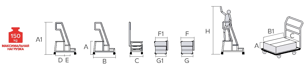 Схема: стремянка алюминиевая nv1110