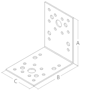 Крепежный уголок KU 90*90*65*2 мм