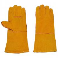 Перчатки (краги) спилковые пятипалые с подкладкой 35 см желтые