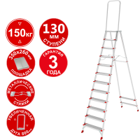 Стремянка профессиональная алюминиевая 12 ступеней 130мм площадка 350х260мм дуга безопасности 800мм Новая высота 3139112