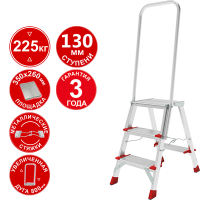 Стремянка профессиональная алюминиевая 3 ступени 130мм площадка 350х260мм дуга безопасности 800мм Новая высота 3139103