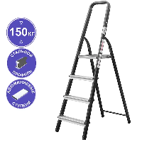 Стремянка алюминий-сталь 4 ступени NV1130 Новая высота 1130104-011 черная