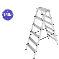 Стремянка алюминиевая двухсторонняя 2x6 ступеней NV 112 Новая высота 1120206