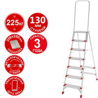 Стремянка профессиональная алюминиевая 7 ступеней 130мм площадка 350х260мм дуга безопасности 800мм Новая высота 3139107