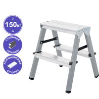 Стремянка алюминий-сталь двухсторонняя 2x2 ступени NV1140 Новая высота 1140202