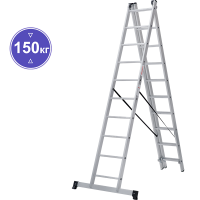 Лестница алюминиевая трехсекционная 3x10 ступеней NV123 Новая высота 1230310