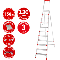 Стремянка профессиональная алюминиевая 11 ступеней с большой площадкой и органайзером NV3138 Новая высота 3138111