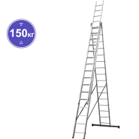 Лестница алюминиевая трехсекционная 3x16 ступеней NV123 Новая высота 1230316