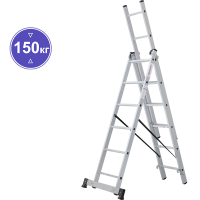 Лестница алюминиевая трехсекционная 3x6 ступеней NV123 Новая высота 1230306