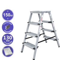 Стремянка алюминий-сталь 2x4 ступени 130 мм с площадкой 260 мм NV1147 Новая высота 1147204