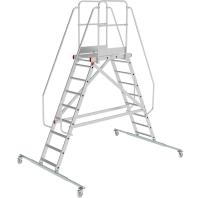 Индустриальная передвижная двухсторонняя лестница-подмости с платформой 2x9 ступеней NV5520 Новая высота 5520209