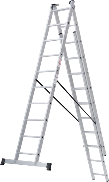 Лестница алюминиевая трехсекционная 3x10 ступеней NV123 Новая высота 1230310