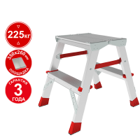 Стремянка профессиональная алюминиевая 2x2 ступени двухсторонняя с площадкой 350х260 мм NV3121 Новая высота 3121202