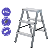 Стремянка алюминий-сталь двухсторонняя 2x3 ступени NV1140 Новая высота 1140203