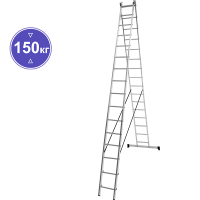 Лестница алюминиевая двухсекционная 2x16 ступеней NV1220 Новая высота 1220216