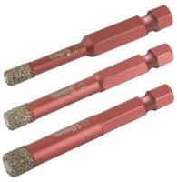 Набор коронок алмазных универсальных 6,8,10x67 мм с шестигранным хвостовиком 1/4" для дрели Cutop Special 70-852