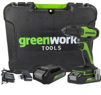 Дрель-шуруповерт аккумуляторная Greenworks GD24DD35K2 24В (в комплекте АКБ 2А/ч + ЗУ)