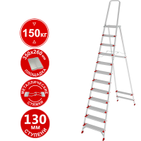 Стремянка профессиональная алюминиевая 12 ступеней площадка 350х260 мм NV3137 Новая высота 3137112
