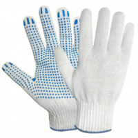 Перчатки х/б БЕЛОГО цвета с ПВХ покр. "Точка" из 4-х нитей 10 кл. вязкости