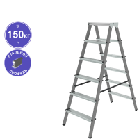 Стремянка стальная двухсторонняя 2x6 ступеней NV1160 Новая высота 1160206
