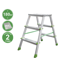 Стремянка алюминиевая двухсторонняя 2x3 ступени площадка 260мм NV 212 Новая высота 2120203