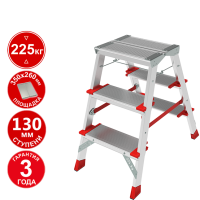 Стремянка профессиональная алюминиевая двухсторонняя 2x3 ступени 130 мм площадка 260 мм NV3127 Новая высота 3127203