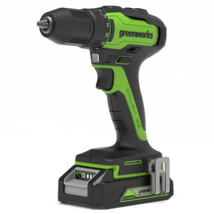 Дрель-шуруповерт аккумуляторная Greenworks GD24DD35K2 24В (в комплекте АКБ 2А/ч + ЗУ)
