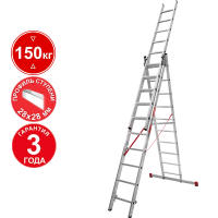 Лестница профессиональная алюминиевая трёхсекционная 3х10 ступеней NV3230 Новая высота 3230310