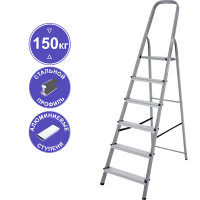 Стремянка алюминий-сталь 6 ступеней NV1130 Новая высота 1130106