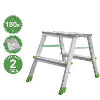 Стремянка алюминиевая двухсторонняя 2x2 ступени площадка 260мм  NV 212 Новая высота 2120202