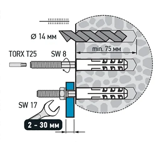 Комплект крепление для бойлера со шпилькой