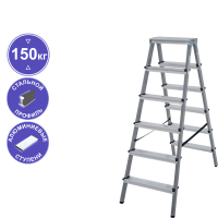 Стремянка алюминий-сталь двухсторонняя 2x6 ступеней NV1140 Новая высота 1140206