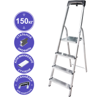 Стремянка алюминий-сталь 4 ступени органайзер NV1135 Новая высота 1135104