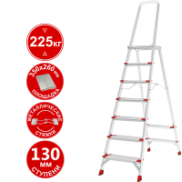 Стремянка профессиональная алюминиевая 7 ступеней площадка 350х260 мм NV3137 Новая высота 3137107