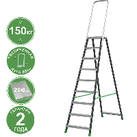 Стремянка алюминий-сталь 9 ступеней c дугой безопасности 800 мм NV2136 Новая высота 2136109