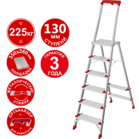 Стремянка профессиональная алюминиевая 6 ступеней с большой площадкой и органайзером NV3138 Новая высота 3138106