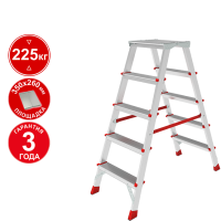 Стремянка профессиональная алюминиевая 2x5 ступеней двухсторонняя с площадкой 350х260 мм NV3121 Новая высота 3121205