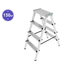 Стремянка алюминиевая двухсторонняя 2x4 ступени NV 112 Новая высота 1120204