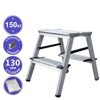 Стремянка алюминий-сталь 2x2 ступени 130 мм с площадкой 260 мм NV1147 Новая высота 1147202