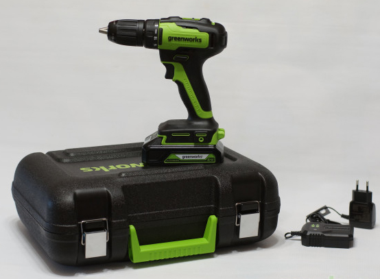 Дрель-шуруповерт аккумуляторная Greenworks GD24DD35K2 24В (в комплекте АКБ 2А/ч + ЗУ)