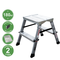 Стремянка алюминий-сталь двухсторонняя 2x2 ступени с площадкой 260 мм NV2140 Новая высота 2140202