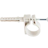 xомут-дюбель крепления труб ПВx D16 с шурупом