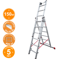 Лестница индустриальная алюминиевая трехсекционная 3x6 ступеней NV5230 Новая высота 5230306