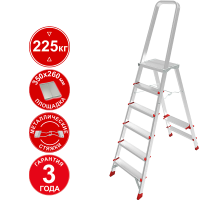 Стремянка профессиональная алюминиевая 6 ступеней с большой площадкой NV3130 Новая высота 3130106