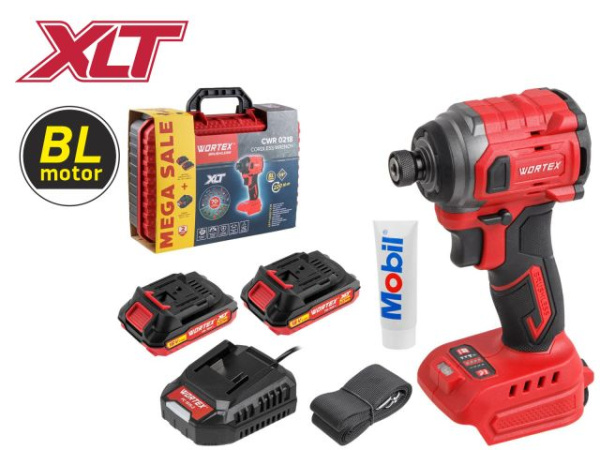 Аккум. ударный гайковерт/винтоверт WORTEX CWR 0218 в чем. XLT 2x2 А*ч, БЕСЩЕТ., 18 В, 220 Н*м 